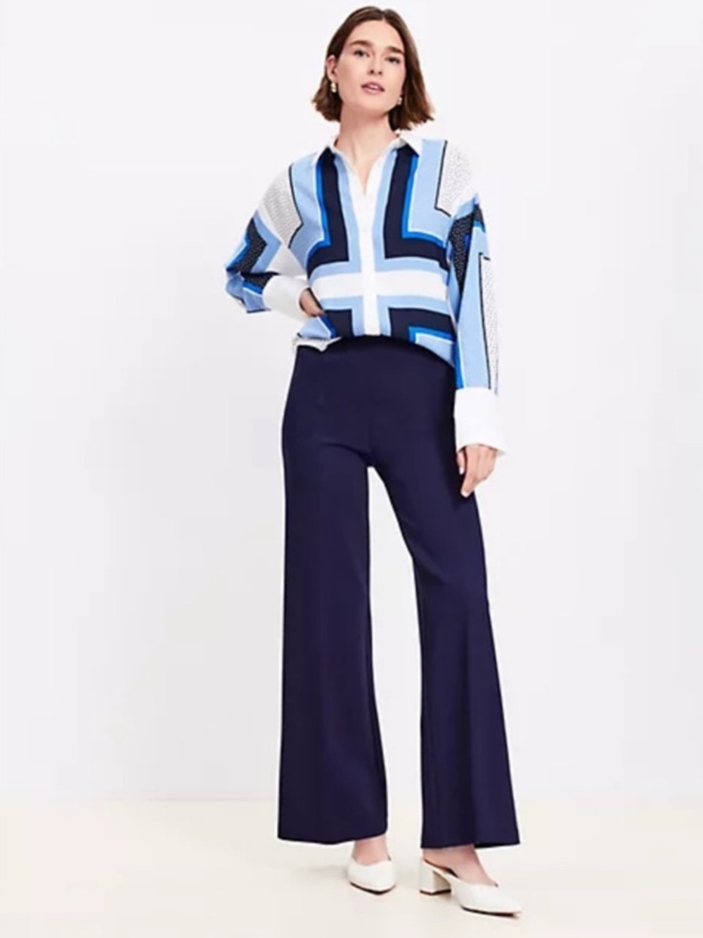 NWOT LOFT Navy Wide-Leg Pants Ponte Pants